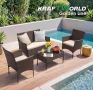 Луксозен Сет Градински Мебели – 2 кресла, диван и маса – Ратанов Комплект Kraftworld Garden, снимка 3
