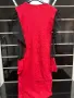 Червена плетена рокля с мрежести ръкави , снимка 4