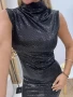 Черна елегантна рокля с паети, снимка 2