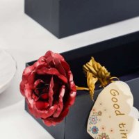 Подарък златна роза в кутия с пожелание Golden Rose, снимка 3 - Подаръци за жени - 43369475