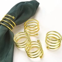 Комплект 6 броя пръстени за салфетки от плат златист цвят , снимка 1 - Други - 43891663