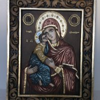 Икона Света Богородица с Младенеца - РЪЧНА изработка, снимка 1 - Икони - 43313343