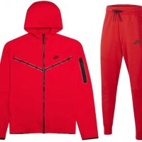Нов мъжки червен екип Nike Tech Fleece, снимка 2 - Спортни дрехи, екипи - 43853311