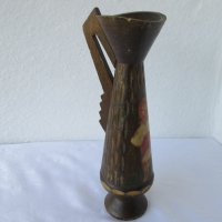 Дървена ваза с рисунка, стара, снимка 3 - Други - 40211722