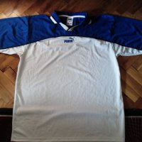Тениска Пума футболна бяло синьо размер ХЛ, снимка 1 - Футбол - 28545959