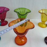 Цветни стъклени чаши купи, снимка 4 - Антикварни и старинни предмети - 32888830