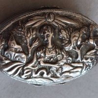 Възрожденска сребърна високо пробна кутия двустранно кована сребро 800 проба, снимка 8 - Антикварни и старинни предмети - 43760946