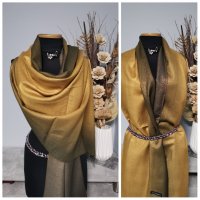 Кашмирен шал с втъкана златна нишка, снимка 10 - Шалове - 31145570