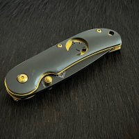 Колекционерски сгъваем джобен нож PUMA TEC Einhandmesser Golden Logo (302409), снимка 2 - Ножове - 43020171