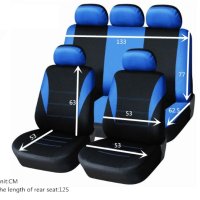 Универсална тапицерия, пълен комплект калъфи за предни и задни цели седалки,текстил в синьо-черно FL, снимка 2 - Аксесоари и консумативи - 40422460