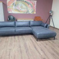 Тъмно сив ъглов кожен диван "Odelle", снимка 11 - Дивани и мека мебел - 43286094