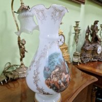 Страхотна антикварна колекционерска френска стъклена ваза Опалин , снимка 4 - Вази - 43813990