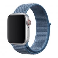 Текстилна каишка band за Apple Watch 7, 6, 5, 4, 3 - велкро син цвят
