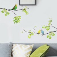 Папагалчета канарчета стикер лепенка за стена таван мебел самозалепващ, снимка 1 - Други - 26581222