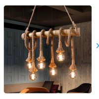 Бамбукова електрическа висяща лампа, креативна декорация, снимка 1 - Декорация за дома - 43380937