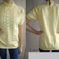 Жълт пуловер с къс ръкав, снимка 1 - Блузи с дълъг ръкав и пуловери - 27455570