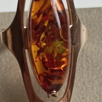 Златен руски пръстен с естествен кехлибар , снимка 7 - Пръстени - 43240994