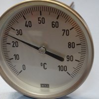 биметален термометър Wika thermometer ф100mm, 0/+100°C, L-400mm, снимка 2 - Резервни части за машини - 37104283