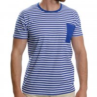 Нова мъжка моряшка тениска с джобче, снимка 1 - Тениски - 30528667