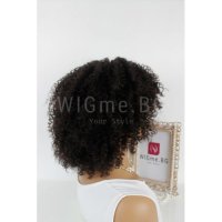 Средна дължина къдрава афро стил тъмнокестенява перука Рона, снимка 4 - Аксесоари за коса - 34934729