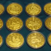 Комплект 12 монети китайски лунен зодиак - 60мм диаметър, снимка 1 - Нумизматика и бонистика - 32303564