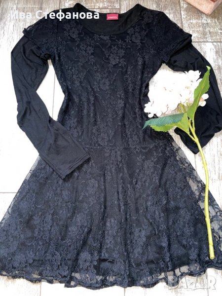 Черна елегантна дантелена парти рокля , снимка 1
