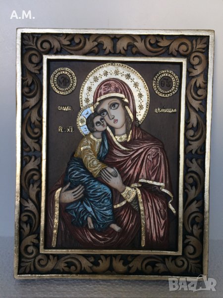 Икона Света Богородица с Младенеца - РЪЧНА изработка, снимка 1