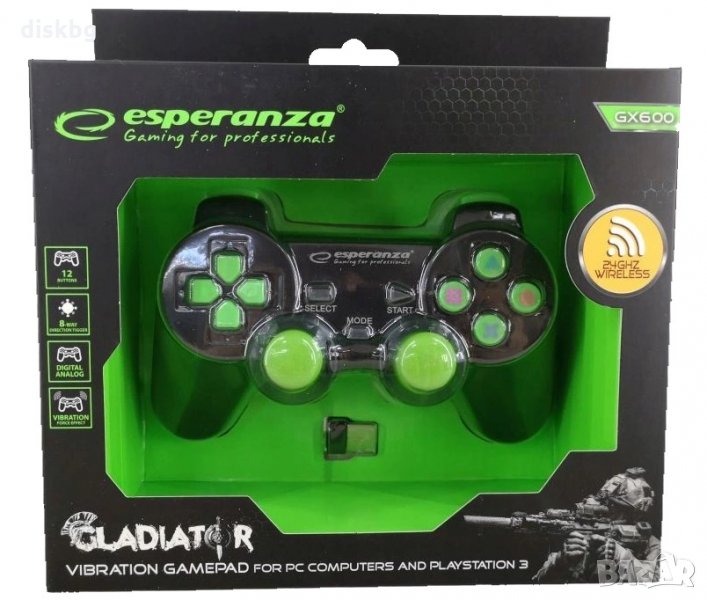 Нов безжичен джойстик USB 2.4GHZ за PC/PS3 Esperanza Cladiator GХ600, снимка 1