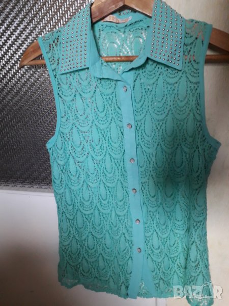 Дамска лятна блуза риза от дантела с копчета , снимка 1