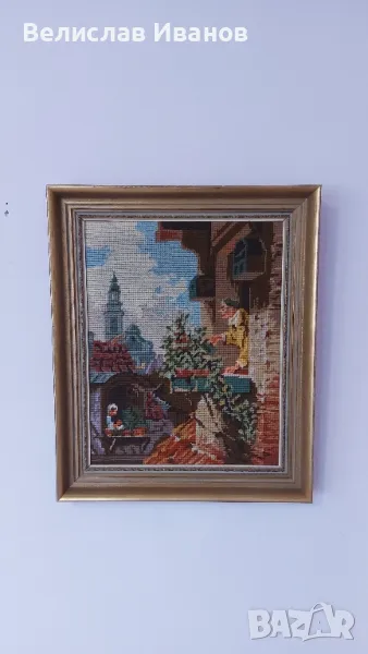 Немски гоблен в перфектно състояние с дървена рамка. , снимка 1