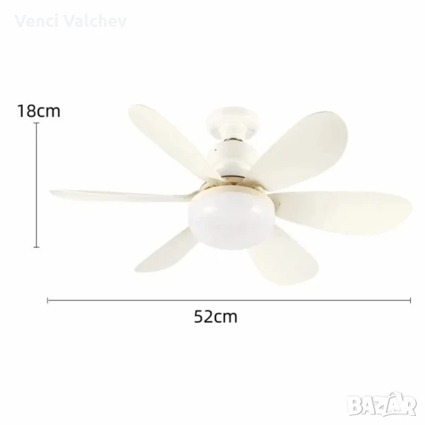 Модерна вентилаторна лампа с форма на цвете, LED осветление, дистанционно, 40W, 1200 лумена, снимка 1