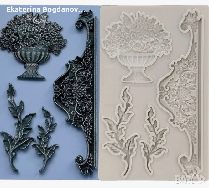 Силиконов Молд, калъп, форма, бароков орнамент, снимка 1