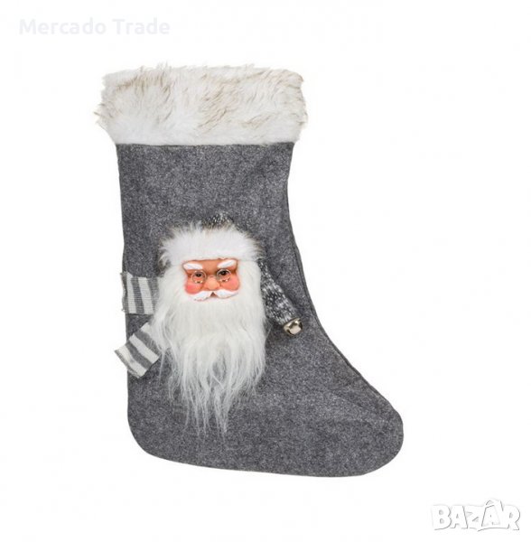 Коледен ботуш Mercado Trade, 3D, Дядо Коледа, 45 см, Сив, снимка 1