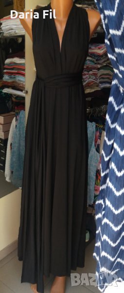 Дълга черна рокля с отворен гръб , снимка 1