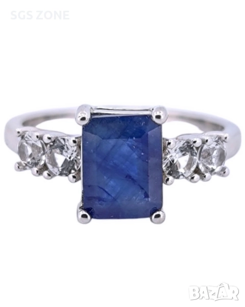 сребърен пръстен с изумруди, рубини и сапфири, снимка 1