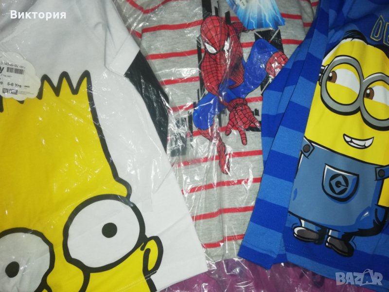 Нови блузки с дълъг ръкав миньони спайдърмен 5-6г., снимка 1