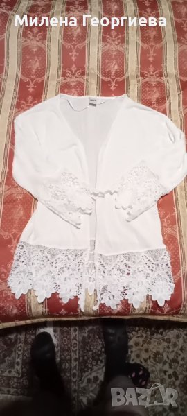 Удължена жилетка, бяла, р-р М, снимка 1