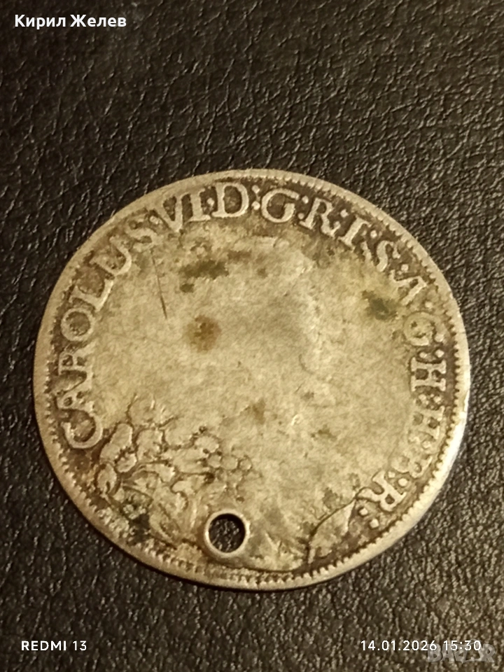 Сребърна монета 6 кройцера Карл шести Австрия за КОЛЕКЦИЯ 52565, снимка 1