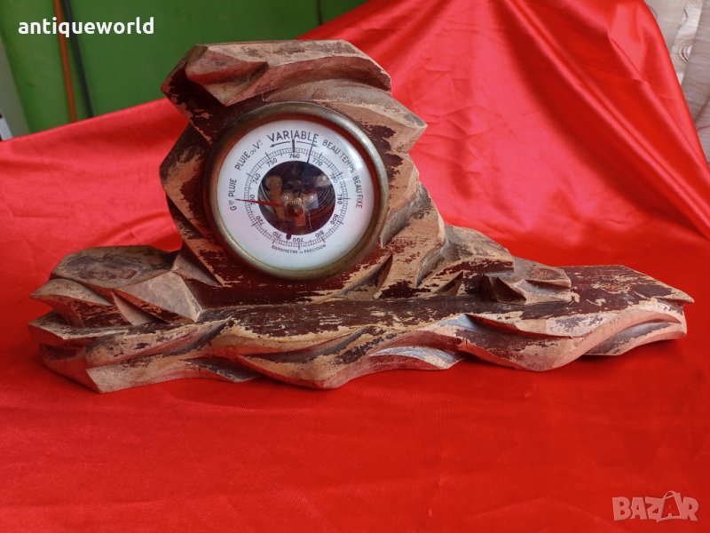 Рядък Стар Голям Настолен БАРОМЕТЪР, снимка 1