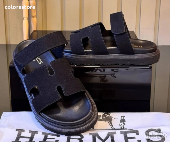 Дамски чехли Hermes  черен велур/BR169s, снимка 1