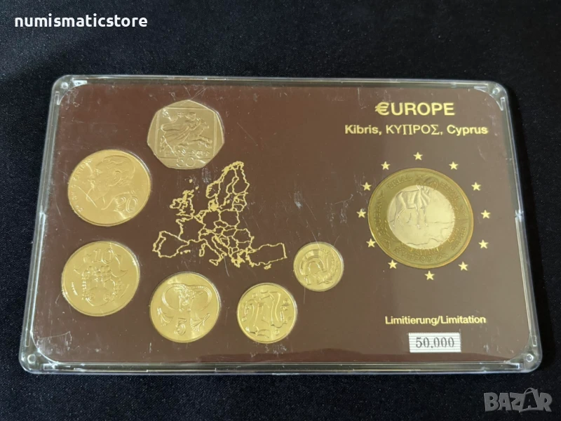 Комплектен сет - Кипър 1998-2003 г. , 6 монети + медал, снимка 1