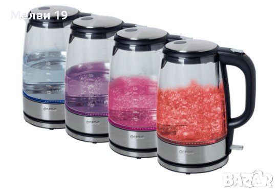 Електрическа стъклена кана QUIGG,2400 W, 1.7л, LED осветен пръстен , снимка 1