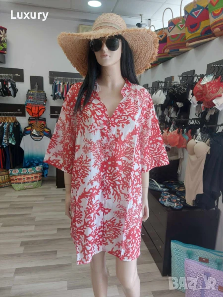 Плажна риза 5516 червена2, снимка 1