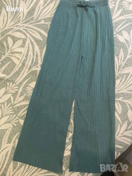 Дамски панталон широк в зелен цвят, , снимка 1