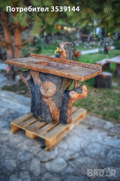 Градински чешми от щампован бетон имитиращи дърво, снимка 1