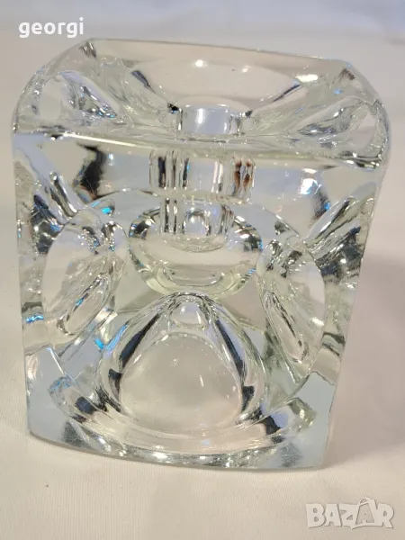 дизайнерски немски кристален свещник кубче лед 14/1, снимка 1