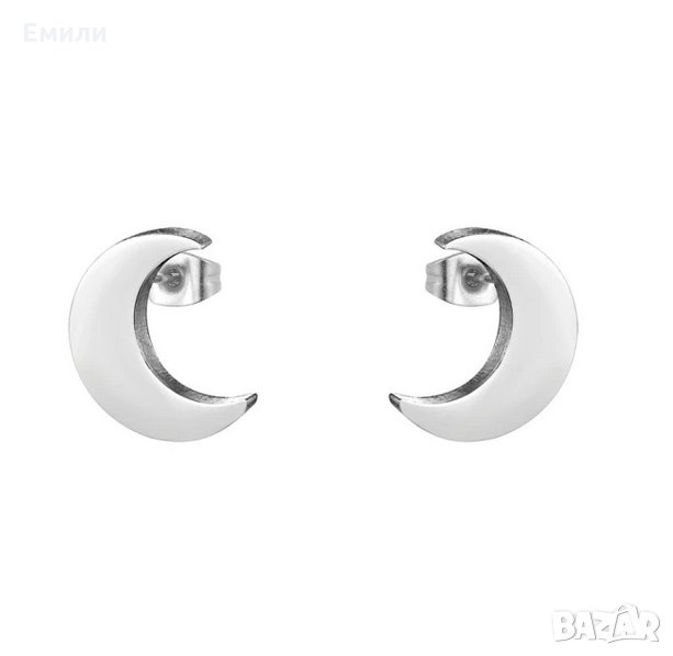 Обеци луна от стомана , снимка 1