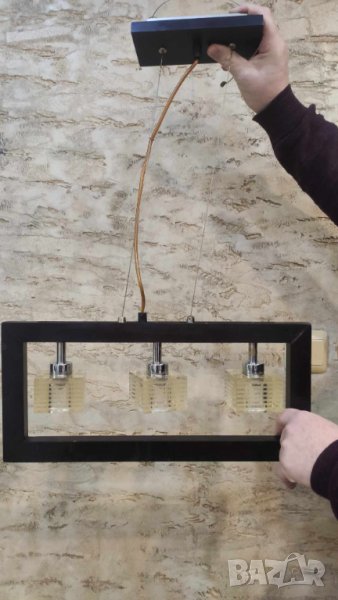 Дървен полилеи цвят венге, снимка 1