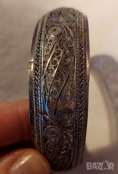 Сребърна тежка гривна , снимка 1