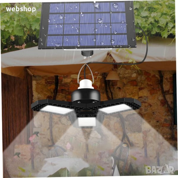 Висяща триглава соларна лампа с отделен соларен панел , снимка 1